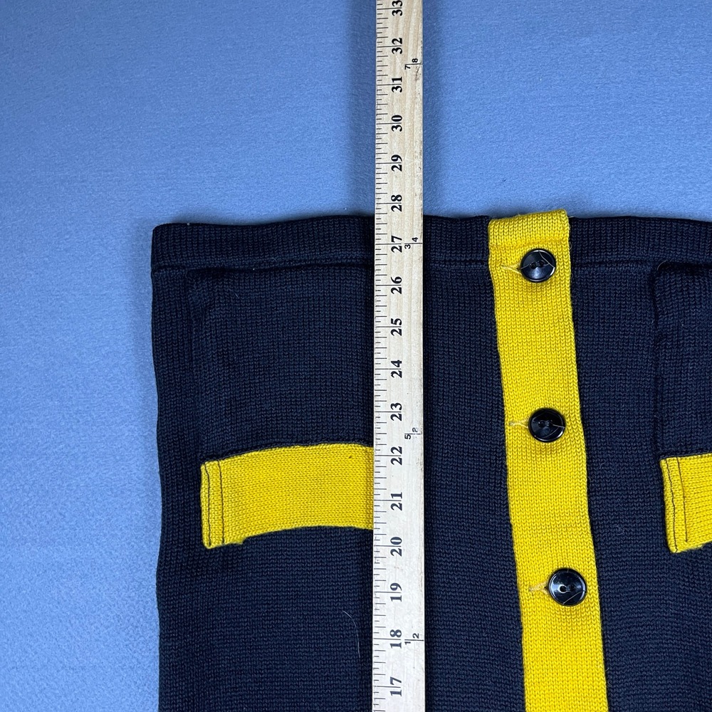 Vintage 50s Kelvyn Park Panther Letterman Cardigan Black Yellow 100% Wool - Picture 9 of 9